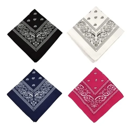 4 Bandanas Preta Branca Azul E Rosa Lenço