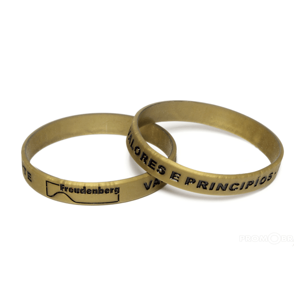Pulseira de silicone dourada personalizada